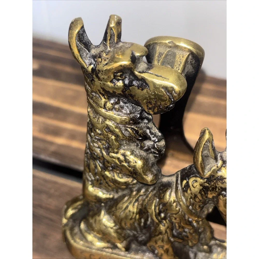 Vintage Solid Brass Scotch Terrier Dog easel ornament -Door Knocker 1930s 5